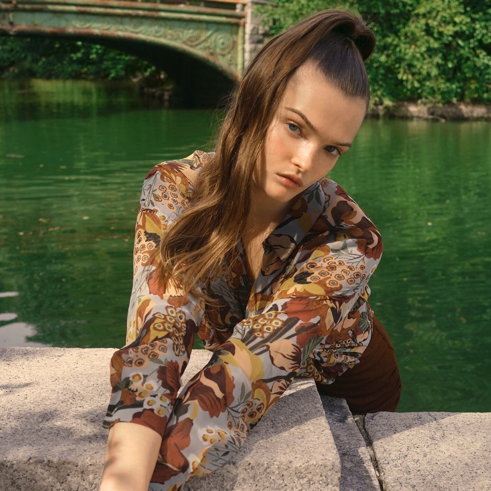 Zara floral printed blouse